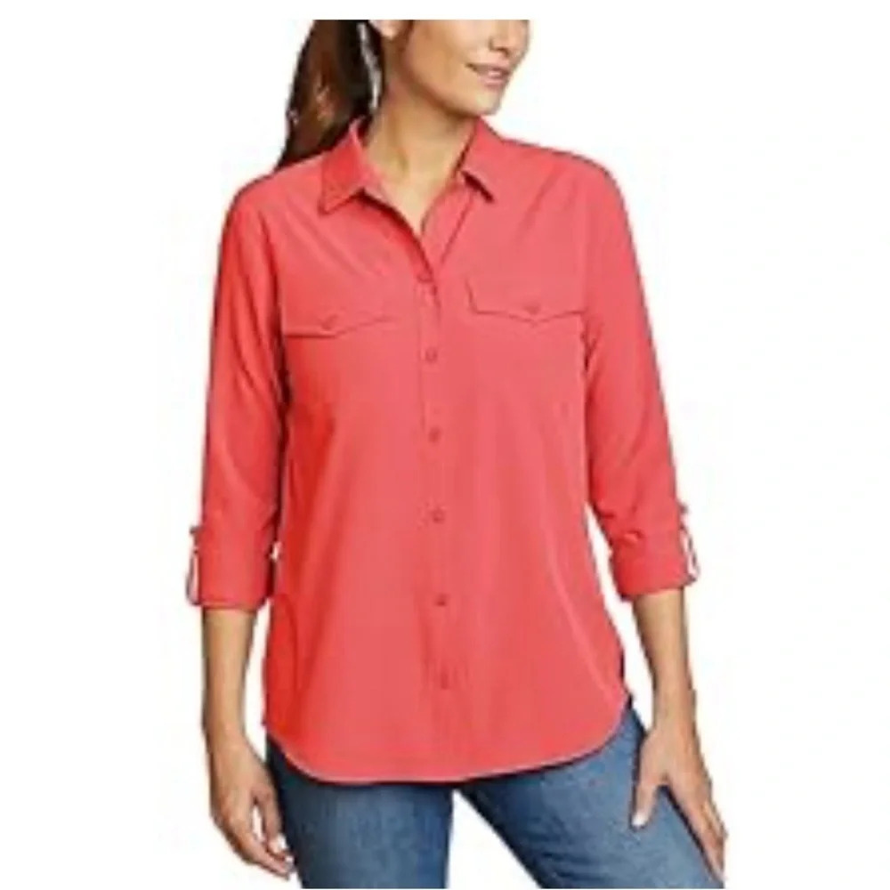 EDDIE Bauer Classic Fit Button Down Shirt Hiking Camping Size S